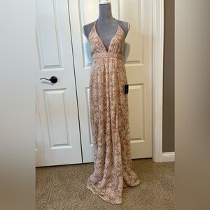 NWT Lulu’s Stolen‎ Moments Dusty Pink Blush Lace Plus Size Maxi Dress Size XS
